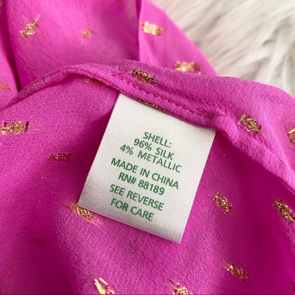 Lilly Pulitzer Colby Pintuck Top Silk Pink, Size L - Picture 9 of 10